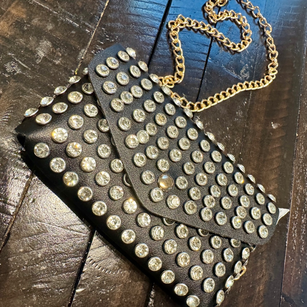 Black Studded Chain Bag